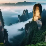 Home 11 중국 장가계 자연 경관 - **A mystical panorama of Zhangjiajie's "Hallelujah Mountains" at dawn.** Imagine a breathtaking land...