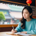 Home 8 중국 만다린과 광둥어 차이 - **Prompt 1: The Cantonese Learner's Journey**
"A candid, medium shot of a young adult Japanese w...